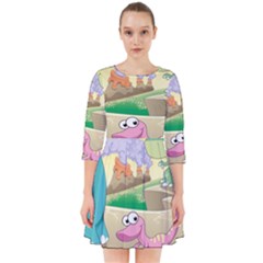 Kids Mural Cartoon Dinosaur Smock Dress by nateshop