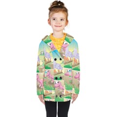 Kids Mural Cartoon Dinosaur Kids  Double Breasted Button Coat by nateshop