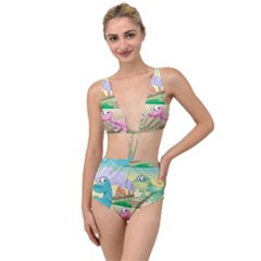 Kids Mural Cartoon Dinosaur Tied Up Two Piece Swimsuit by nateshop