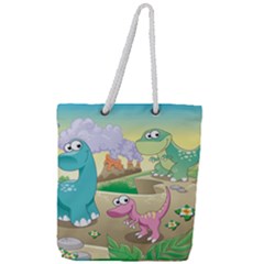 Kids Mural Cartoon Dinosaur Full Print Rope Handle Tote (large) by nateshop