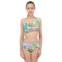 Kids Mural Cartoon Dinosaur Spliced Up Two Piece Swimsuit by nateshop