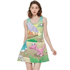 Kids Mural Cartoon Dinosaur Inside Out Reversible Sleeveless Dress by nateshop