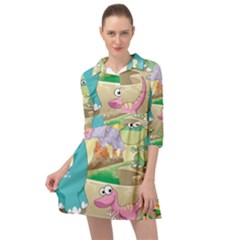 Kids Mural Cartoon Dinosaur Mini Skater Shirt Dress by nateshop