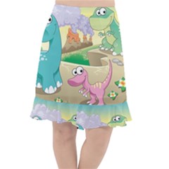 Kids Mural Cartoon Dinosaur Fishtail Chiffon Skirt by nateshop