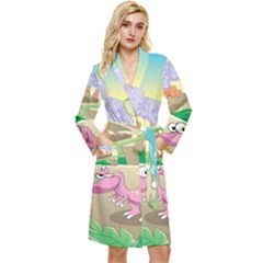 Kids Mural Cartoon Dinosaur Long Sleeve Velvet Robe by nateshop