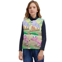 Kids Mural Cartoon Dinosaur Kid s Button Up Puffer Vest	 by nateshop