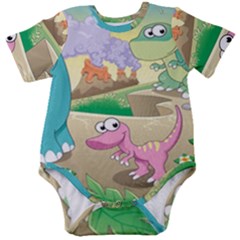 Kids Mural Cartoon Dinosaur Baby Short Sleeve Bodysuit by nateshop