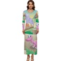 Kids Mural Cartoon Dinosaur Long Sleeve Longline Maxi Dress View1