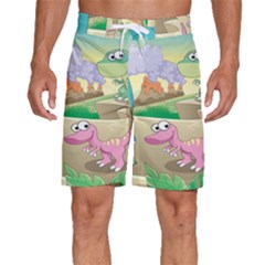 Kids Mural Cartoon Dinosaur Men s Beach Shorts by nateshop