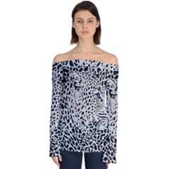 Leopard In Art, Animal, Graphic, Illusion Off Shoulder Long Sleeve Top