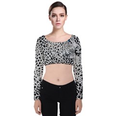 Leopard In Art, Animal, Graphic, Illusion Velvet Long Sleeve Crop Top by nateshop