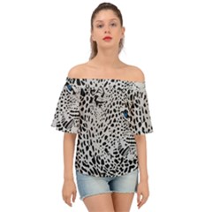 Leopard In Art, Animal, Graphic, Illusion Off Shoulder Short Sleeve Top