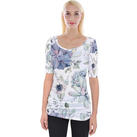 Nature, Floral, Flower, Print, Vintage Wide Neckline T-shirt by nateshop