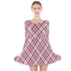 Pink Burberry, Abstract Long Sleeve Velvet Skater Dress by nateshop