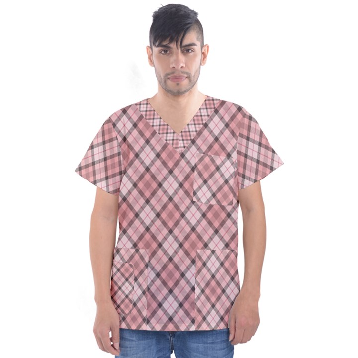 Pink Burberry, Abstract Men s V-Neck Scrub Top