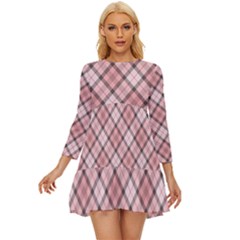 Pink Burberry, Abstract Long Sleeve Babydoll Dress by nateshop