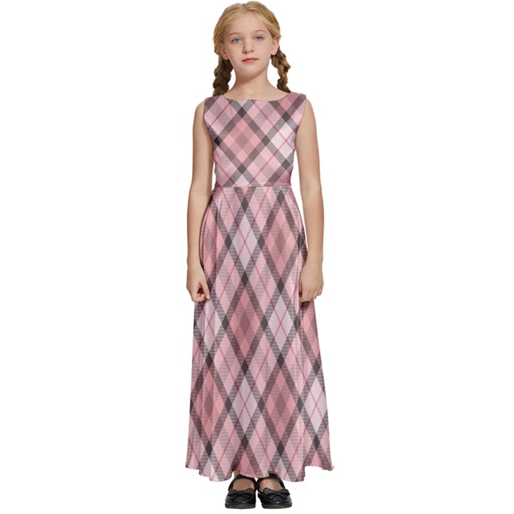 Pink Burberry, Abstract Kids  Satin Sleeveless Maxi Dress