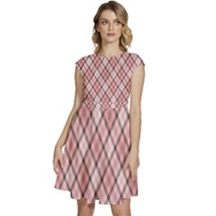 Pink Burberry, Abstract Cap Sleeve High Waist Dress by nateshop