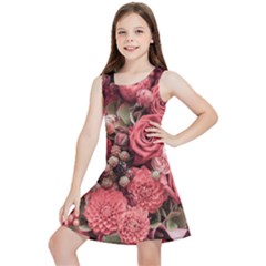 Pink Roses, Flowers, Love, Nature Kids  Lightweight Sleeveless Dress by nateshop