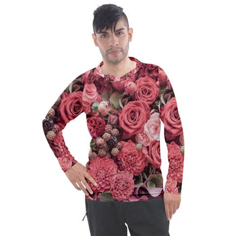 Pink Roses, Flowers, Love, Nature Men s Pique Long Sleeve T-shirt by nateshop