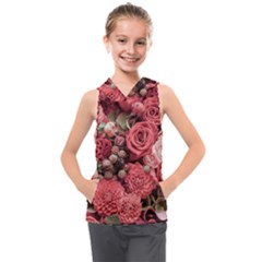 Pink Roses, Flowers, Love, Nature Kids  Sleeveless Hoodie