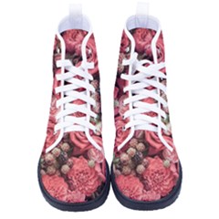 Pink Roses, Flowers, Love, Nature Women s High-top Canvas Sneakers by nateshop