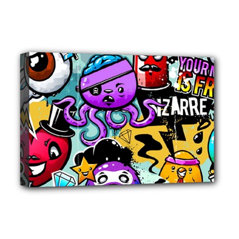 Cartoon Graffiti, Art, Black, Colorful Deluxe Canvas 18  X 12  (stretched)