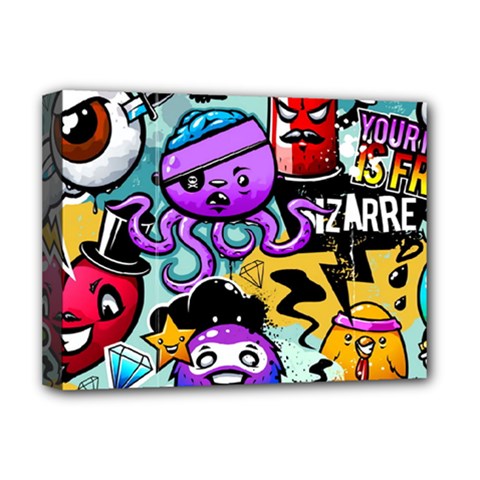 Cartoon Graffiti, Art, Black, Colorful Deluxe Canvas 16  X 12  (stretched)  by nateshop