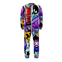 Cartoon Graffiti, Art, Black, Colorful Onepiece Jumpsuit (kids) by nateshop