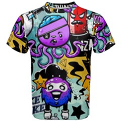 Cartoon Graffiti, Art, Black, Colorful Men s Cotton T-shirt by nateshop