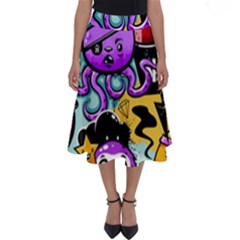 Cartoon Graffiti, Art, Black, Colorful Perfect Length Midi Skirt by nateshop