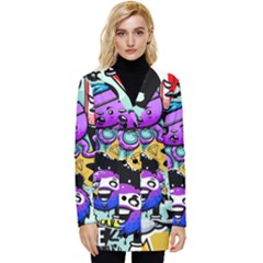 Cartoon Graffiti, Art, Black, Colorful Button Up Hooded Coat  by nateshop