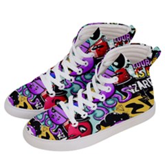 Cartoon Graffiti, Art, Black, Colorful Women s Hi-top Skate Sneakers by nateshop