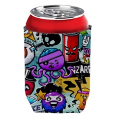 Cartoon Graffiti, Art, Black, Colorful Can Holder by nateshop