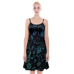 Cartoon, Halloween, Black, Dark Spaghetti Strap Velvet Dress