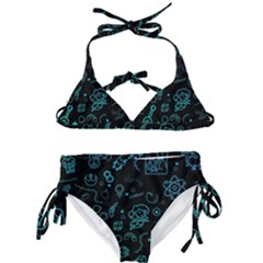 Cartoon, Halloween, Black, Dark Kids  Classic Bikini Set by nateshop