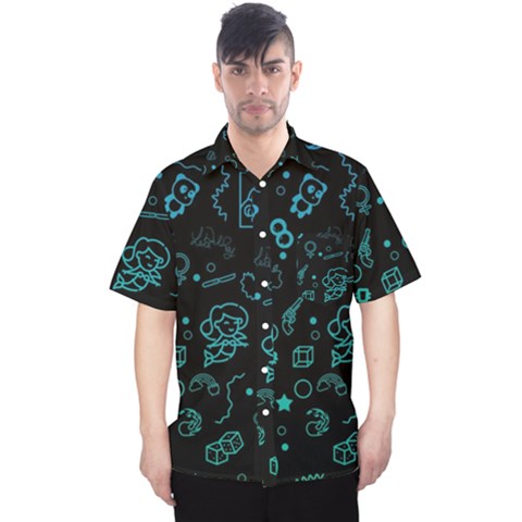 Cartoon, Halloween, Black, Dark Men s Hawaii Shirt by nateshop