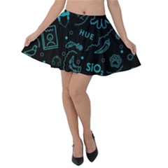 Cartoon, Skull, Dark, Dead Velvet Skater Skirt by nateshop