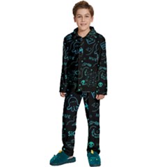 Cartoon, Skull, Dark, Dead Kids  Long Sleeve Velvet Pajamas Set by nateshop