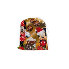 Cartoons, Disney, Merry Christmas, Minnie Drawstring Pouch (small) by nateshop