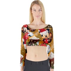 Cartoons, Disney, Merry Christmas, Minnie Long Sleeve Crop Top by nateshop