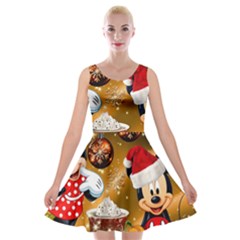 Cartoons, Disney, Merry Christmas, Minnie Velvet Skater Dress by nateshop