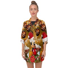 Cartoons, Disney, Merry Christmas, Minnie Half Sleeve Chiffon Kimono by nateshop