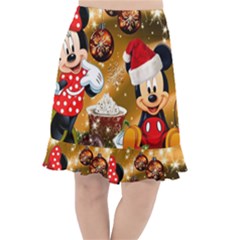 Cartoons, Disney, Merry Christmas, Minnie Fishtail Chiffon Skirt by nateshop