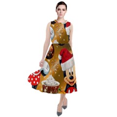 Cartoons, Disney, Merry Christmas, Minnie Round Neck Boho Dress by nateshop