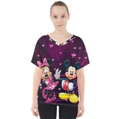 Cartoons, Disney, Mickey Mouse, Minnie V-neck Dolman Drape Top by nateshop