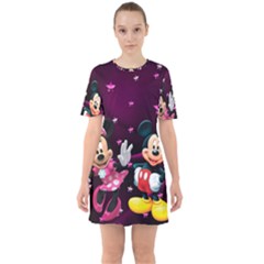 Cartoons, Disney, Mickey Mouse, Minnie Sixties Short Sleeve Mini Dress by nateshop