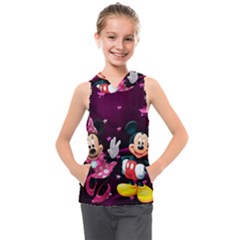 Cartoons, Disney, Mickey Mouse, Minnie Kids  Sleeveless Hoodie by nateshop