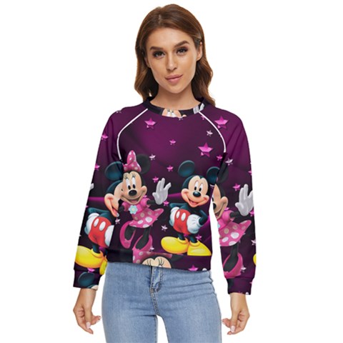 Cartoons, Disney, Mickey Mouse, Minnie Women s Long Sleeve Raglan T-shirt by nateshop