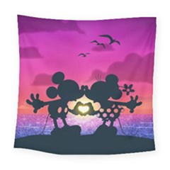 Mickey And Minnie, Mouse, Disney, Cartoon, Love Square Tapestry (large) by nateshop